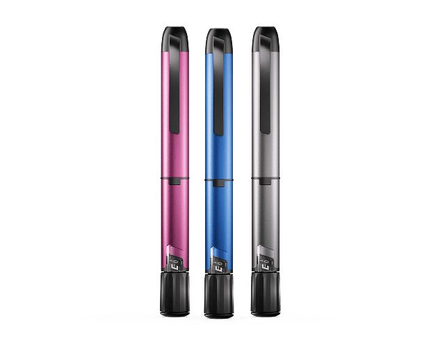 MiniMed™ InPen smart insulin pens in pink, blue, and silver