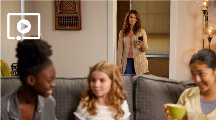 Woman looking a ta group of children