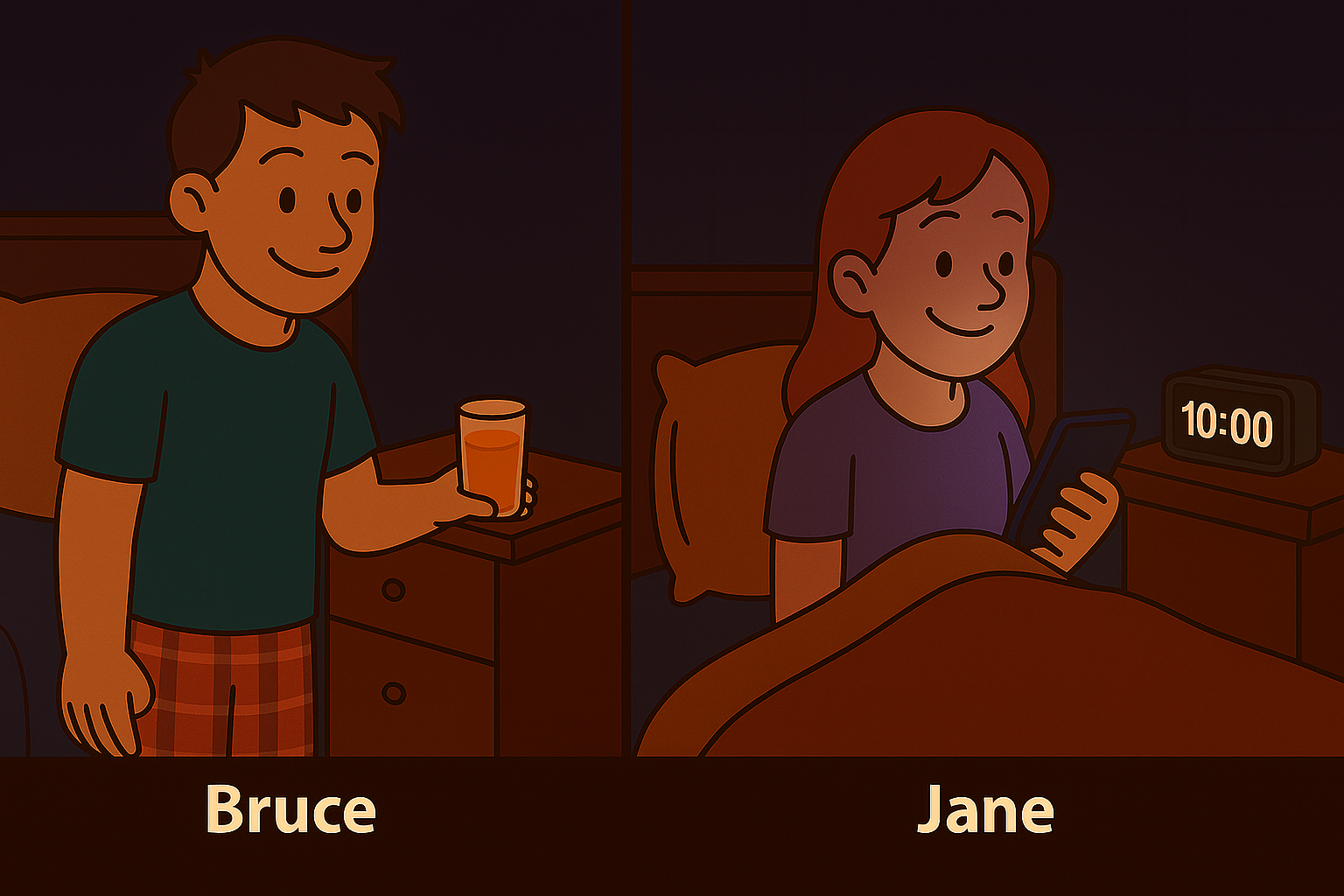 Person with diabetes versus person without nighttime