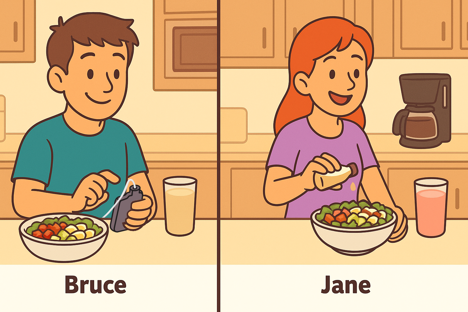 AI generated - edited - Person with diabetes versus person without 