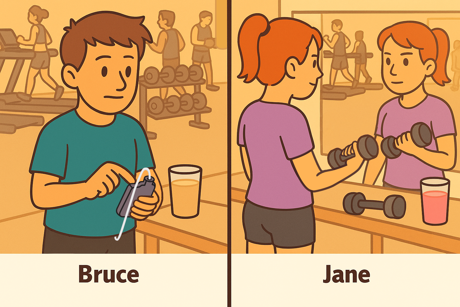 AI generated - edited - Person with diabetes versus person without 