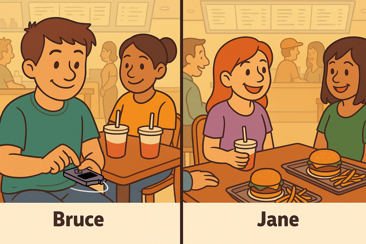 AI generated - edited - Person with diabetes versus person without 