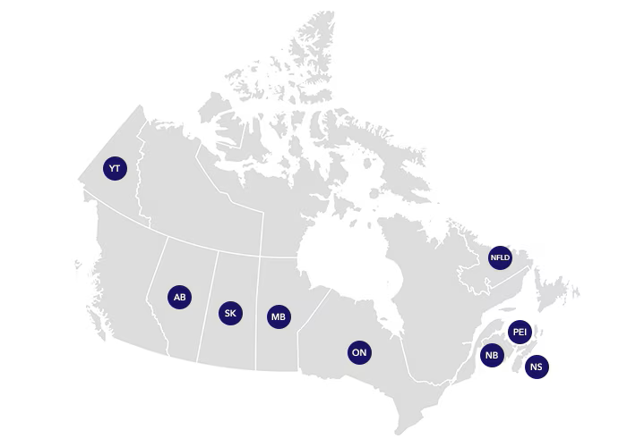 Map of Canadian regions