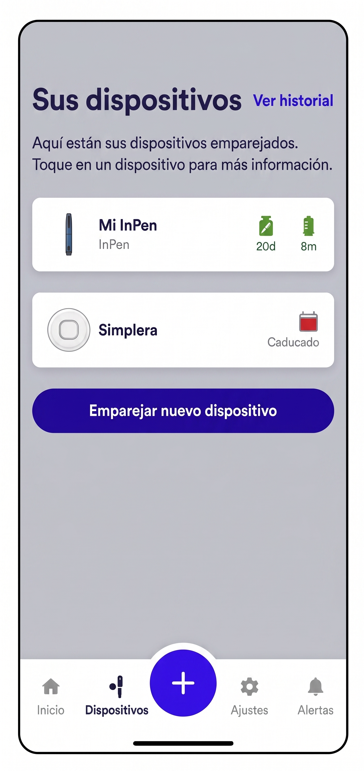 graphico del pantalla de inicio sensor Simplera