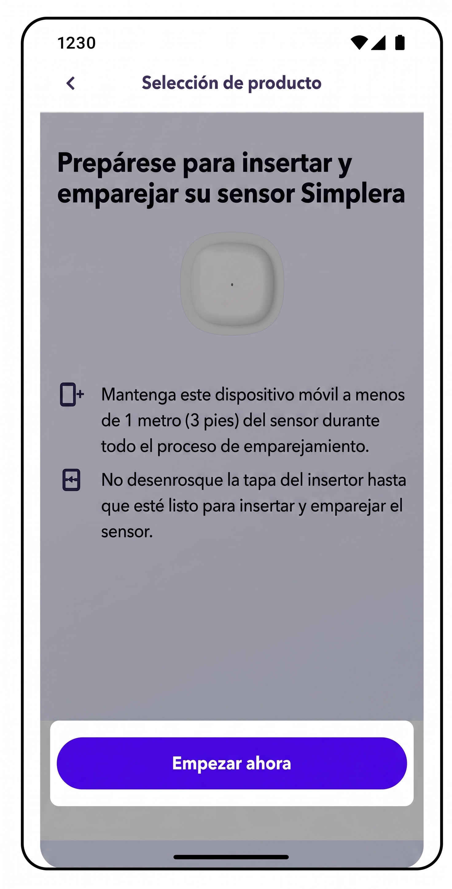 graphico del pantalla de inicio sensor Simplera