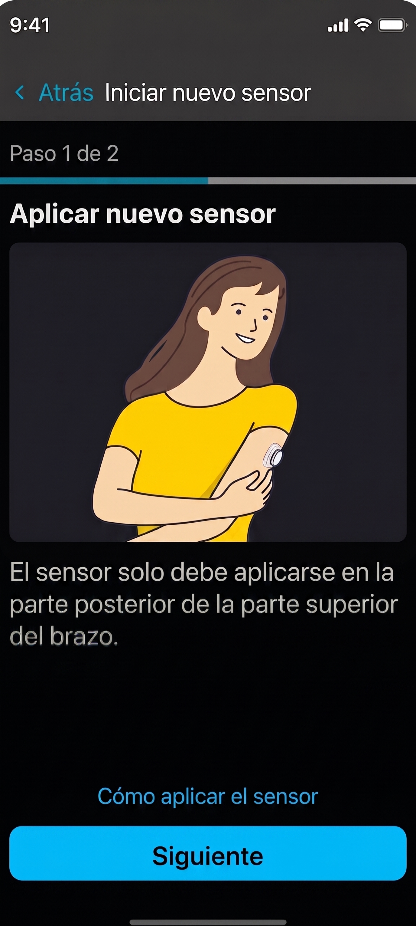 grafico del Pantalla siguiente para iniciar un nuevo sensor - aplicación Instinct