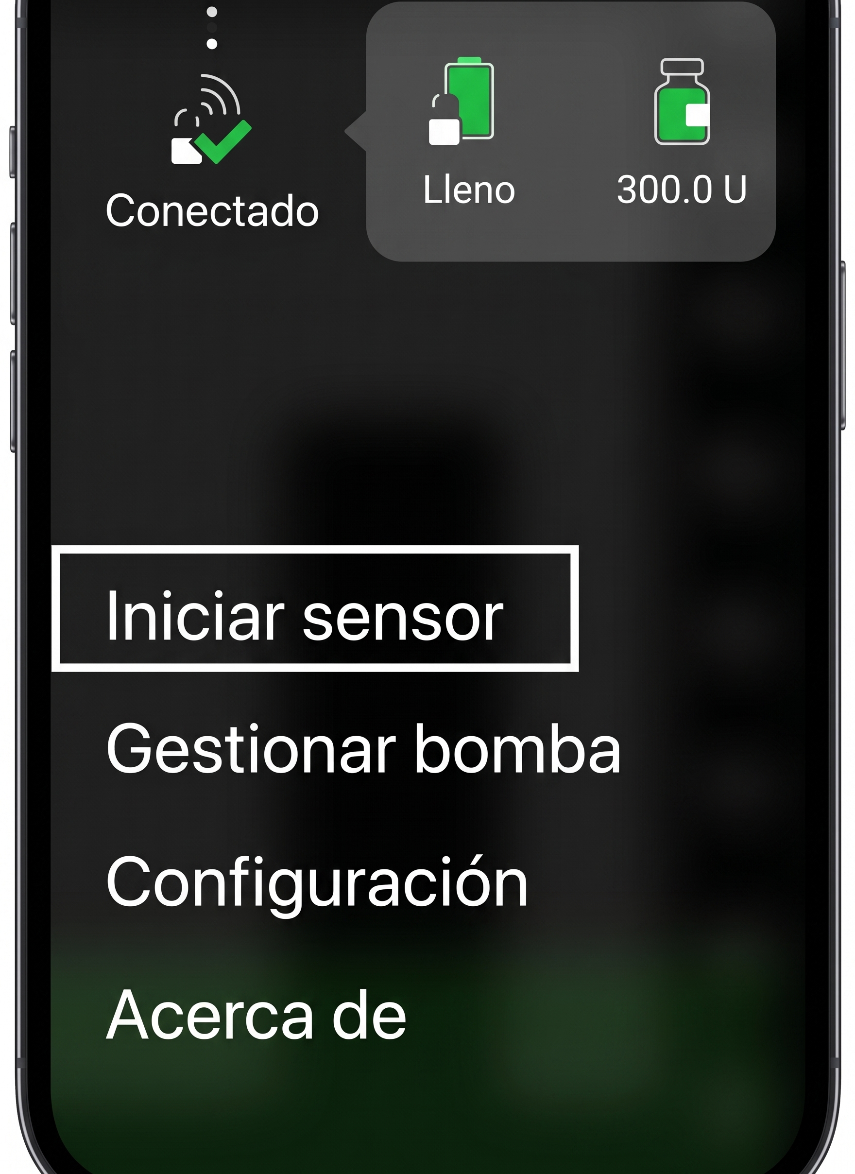 grafico del Pantalla de menú de la aplicación Instinct