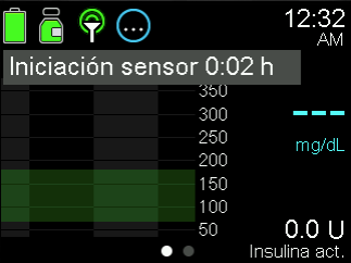 Pantalla de gráfico del sensor durante el calentamiento - Simplera Sync