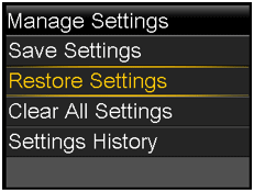 pump-630g-manage-settings-screen-restore-settings-selected