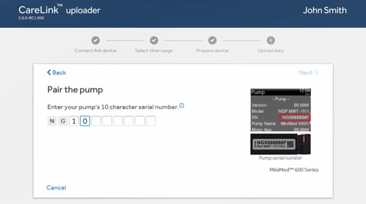 carelink-600-pair-the-pump-screen-enter-serial-number