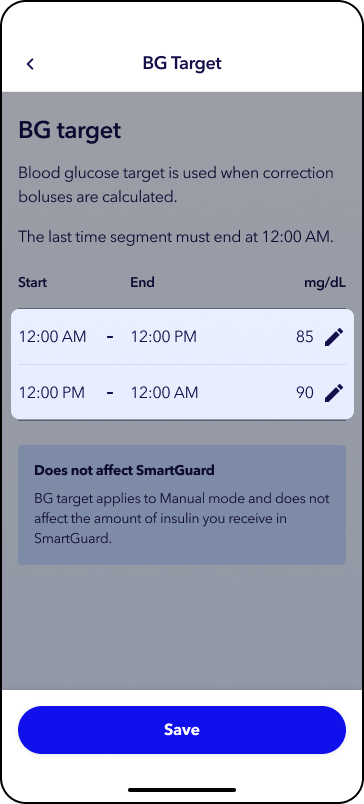 MiniMed app screen