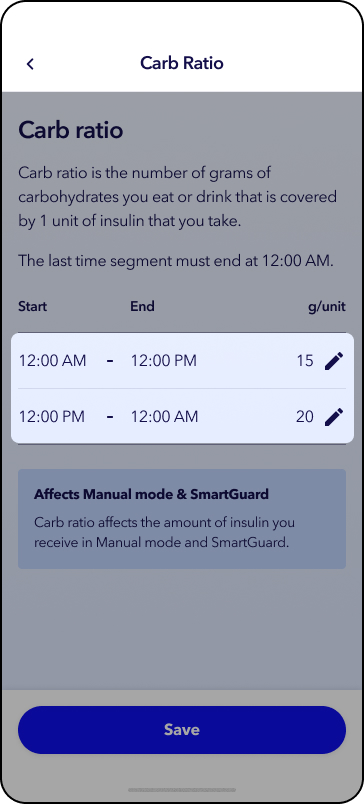 MiniMed app screen