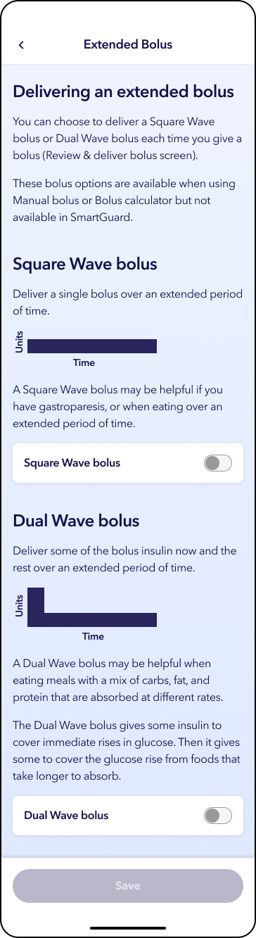 MiniMed app screens