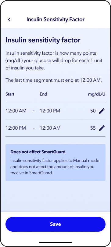 MiniMed app screen