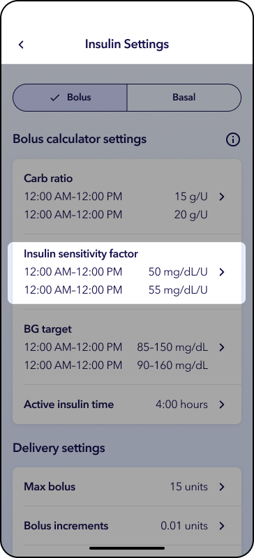 MiniMed app screen