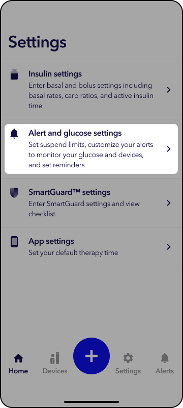 MiniMed app screens