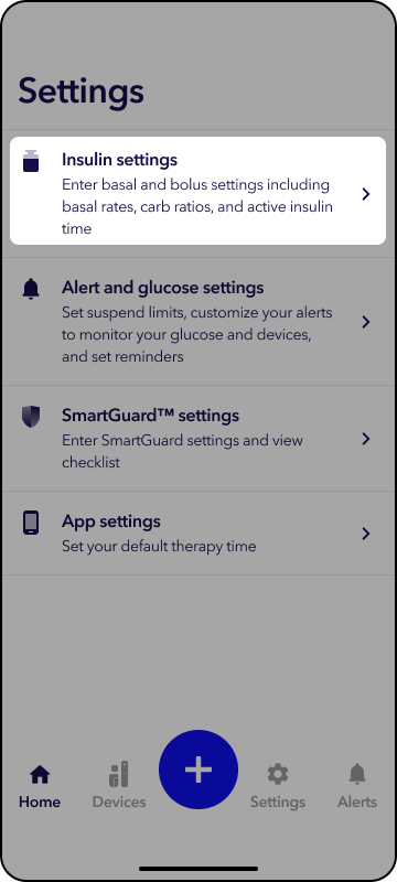 MiniMed app screens