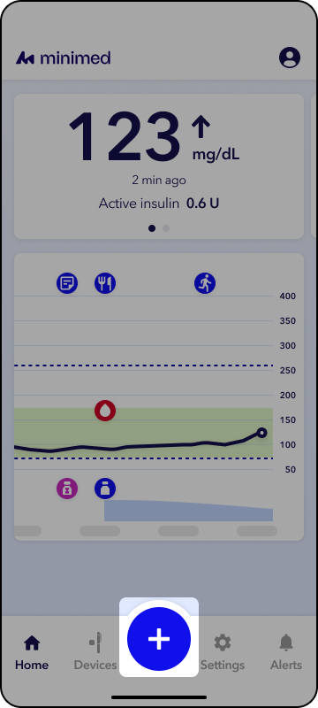MiniMed Go app screen