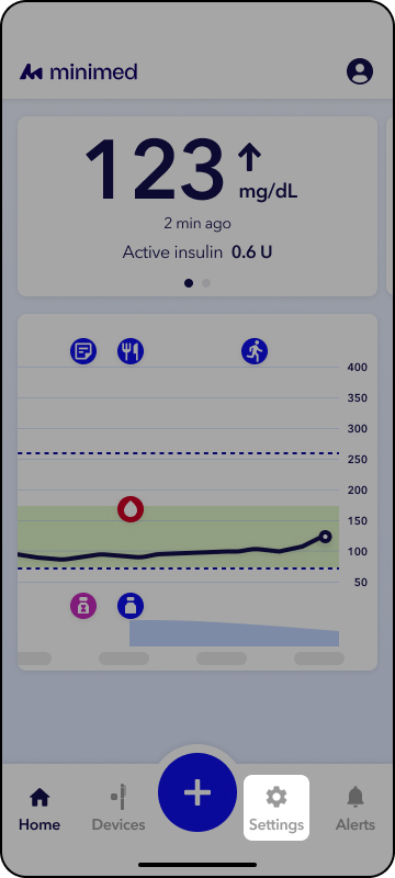MiniMed Go app screen